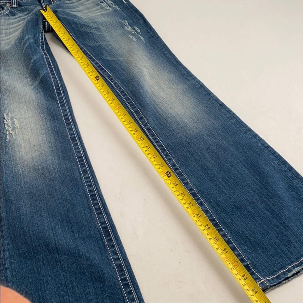 Miss Me JP5162 peace sign embroidered bootcut blue jeans 28x34 - Picture 13 of 15